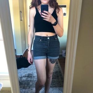 Black Levi High Waisted Wedgie Shorts